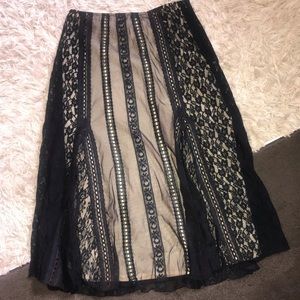 Free people Black and Tan lace skirt